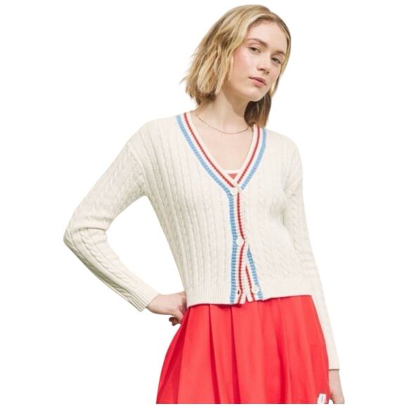 Prince Womens Pickleball Cardigan Sweater Preppy Country Club Cable Knit XS - Picture 1 of 9